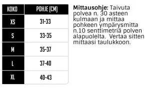 kokotaulukko Rehband polvilammittimet