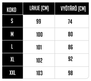 kokotaulukko UNDTD miesten housut